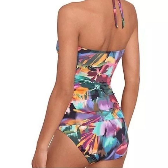 Lauren Ralph Lauren Jungle Paradise High-Neck Halter Tankini Top swimsuit - Picture 5 of 10